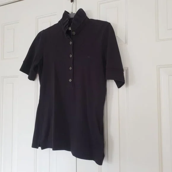Burberry ruffle collar polo - Black knit five button - Size M - Picture 9 of 13